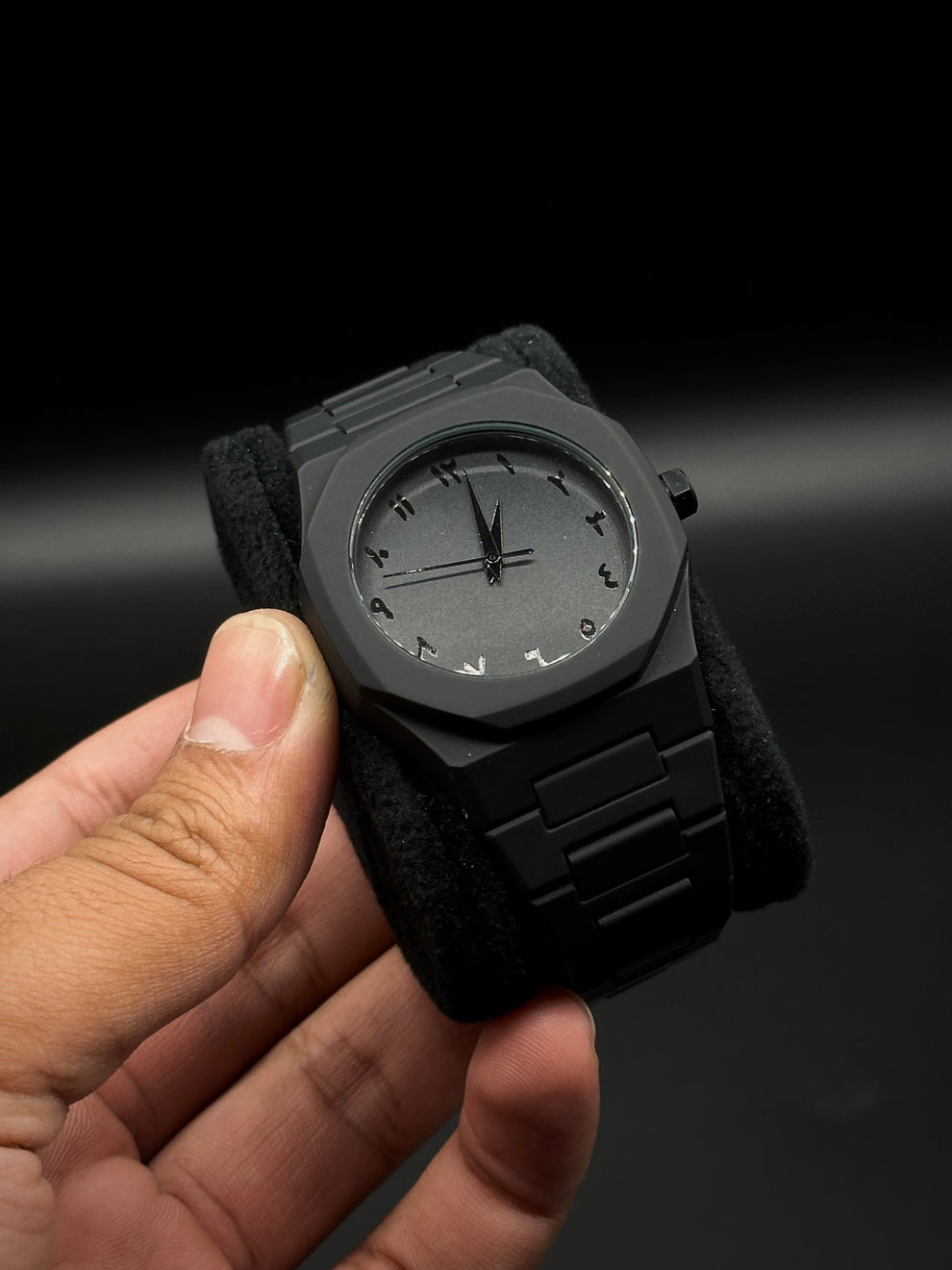 Arabic Aura Black Watch with free snake chain