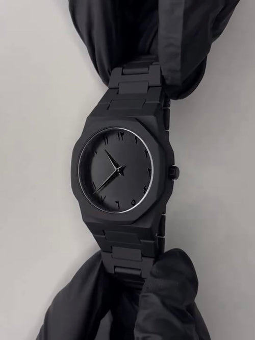 Arabic Aura Black Watch with free snake chain