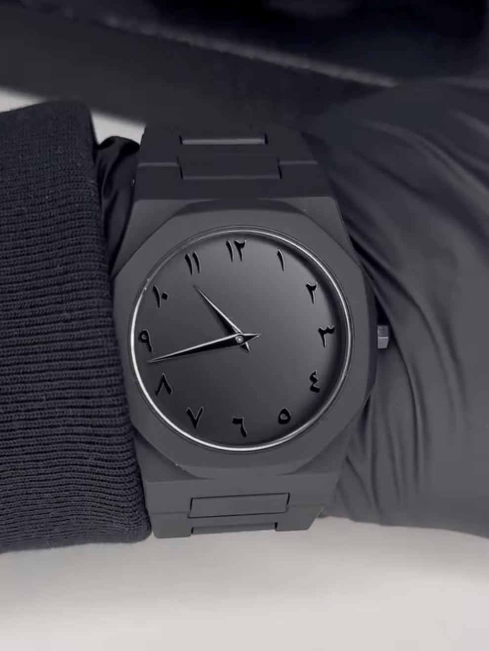 Arabic Aura Black Watch with free snake chain