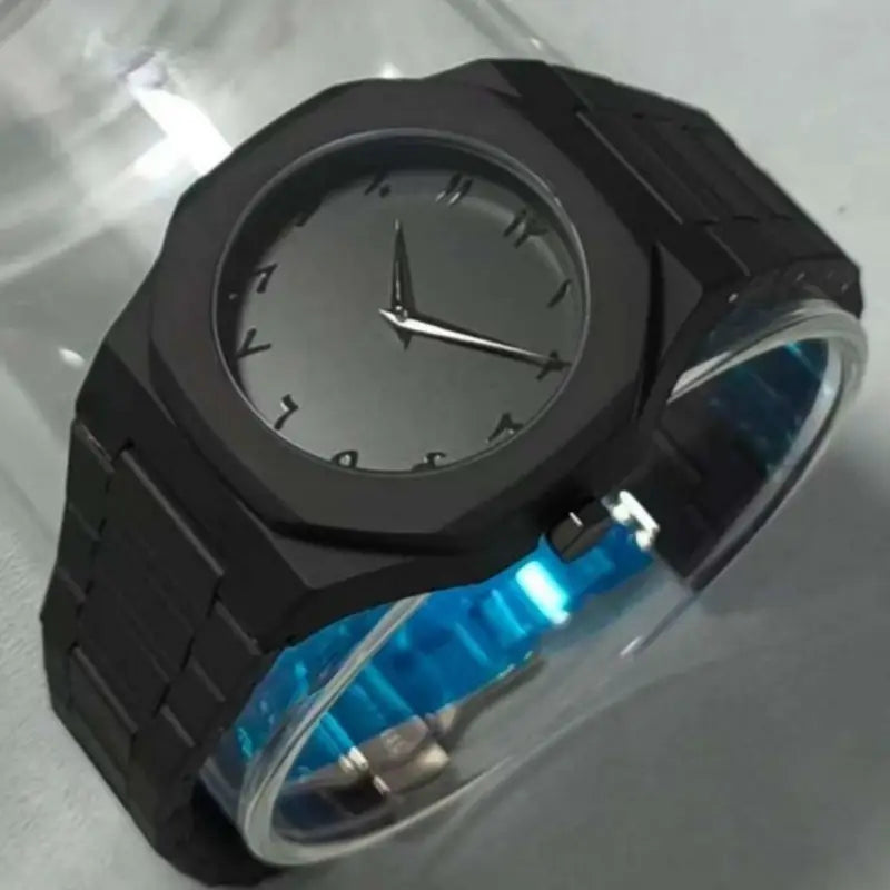Arabic Aura Black Watch with free snake chain